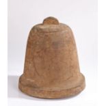 Large carved wood model of a bell, possibly a Public house or tavern sign with a arched top and bell