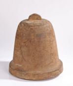 Large carved wood model of a bell, possibly a Public house or tavern sign with a arched top and bell