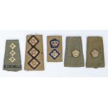 Selection of British army rank slides for epaulettes, the items belonged to Lietenant Colonel Fred