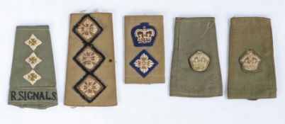 Selection of British army rank slides for epaulettes, the items belonged to Lietenant Colonel Fred