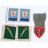 Second World War embroidered 14th Army Formation Sign, sewn to khaki epaulette hanger for easy