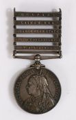 Queens South Africa Medal with clasps, 'Talana', 'Defence of Ladysmith',  'Orange Free State', '