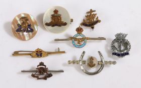 Selection of sweetheart badges to, The Royal Navy, Royal Artillery, Lancashire Fusiliers, and