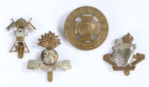 First World War cap badge to the Royal Dublin Fusiliers, slider to the reverse, with four brazing