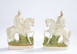 Pair of late 19th/early 20th century Staffordshire Pottery Figures, Lord Roberts of Kandahar, and