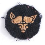 Second World War scarce British 10th Armoured Division Formation Sign, red fox's mask embroidered on