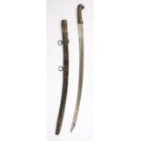 Imperial Russian 1838 Pattern Cossack Shashka, curved steel fullered blade, wooden grip with brass