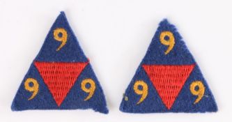 Scarce pair of embroidered 27th Infantry Brigade formation signs, removed from uniform, (2)