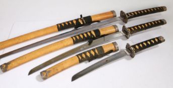 Trio of ornamental Japanese swords