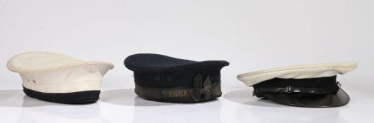 Royal Navy ratings cap with 'H.M. Patrol Vessels' cap tally, together with a ratings warm weather
