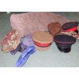 Kit bag containing assorted hats, military and civilian, (qty)