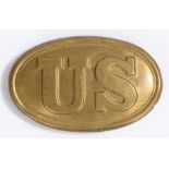 American Civil War? Union soldiers brass belt buckle, lead filled with brass hooks to the reverse
