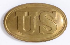 American Civil War? Union soldiers brass belt buckle, lead filled with brass hooks to the reverse