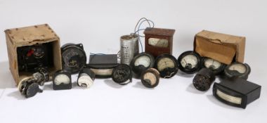 Selection of vintage ampmeters, speedometers, galvanometers, military, GPO, etc, (qty)