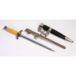 Reproduction German Third Reich Army officers dagger, together with a scabbard for a reproduction SS