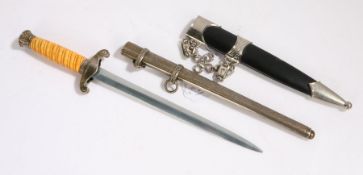 Reproduction German Third Reich Army officers dagger, together with a scabbard for a reproduction SS