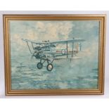 Framed print of a Bristol Bulldog aircraft by Coulson, specification sheet to reverse, 70 cm x 54