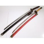 Two reproduction Japanese swords, (2)