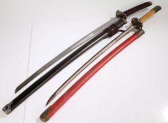 Two reproduction Japanese swords, (2)