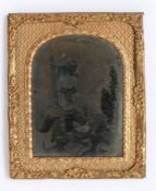 American Civil War Tintype (faded) in a gilt/brass frame of what is believed to be a young