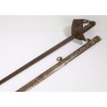 British 1897 Pattern officers sword, George V cypher to hilt, held in steel scabbard marked