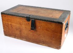 First World War Ammunition/Transit box, wooden construction, metal handles to sides, vendor states