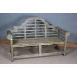 Teak Lutyens Sissinghurst style bench, 165cm wide