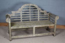 Teak Lutyens Sissinghurst style bench, 165cm wide