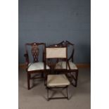 Chippendale style mahogany carver chair, with pierced slat back, together with a shield shaped
