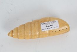 19th Century marine ivory carving depicting a shell, 13cm long