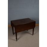 Victorian mahogany pembroke table, with drop leaf either side and fitted single end drawers,