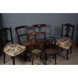 Childs Thonet bentwood chair, together with a pair of mahogany and cane seated bedroom chairs, a