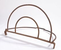 19th Century iron hanging bread iron or Harnen, of arched form, 39cm wide