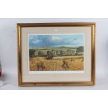 Alan Fearnley Signed Limited Edition print depicting the harvest housed within a gilt and glazed