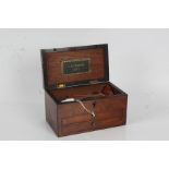 19th Century mahogany artists box, with hinged lid above two small drawers, 20.5cm wide