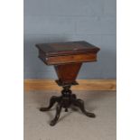 Victorian marquetry inlaid games table, the chess board top opening to reveal a baize lined