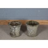 Pair of garden pots, with a lattice effect design to the sides, 32cm high