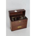 19th Century mahogany cased apothecary box, the hinged lid with recessed brass handle and