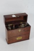 19th Century mahogany cased apothecary box, the hinged lid with recessed brass handle and
