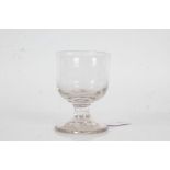 18th Century wine glass, the plain bell form bowl above a waisted stem and domed foot, 10cm high,