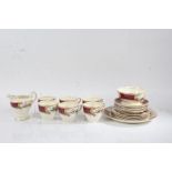 Myotts Royal Crown tea set, consisting of six tea cups, six saucers, six side plates, cake plate,