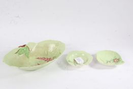 Three pieces of Carlton Ware cabbage dishes, the largest 27cm wide (3)