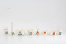 Collection of W.H. Goss crested ware, Lampeter, Aldeburgh, Framlingham, Leiston Abbey, Bungay,