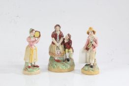 19th Century Staffordshire porcelain figural group depicting a courting couple, 12.5cm high, similar