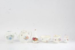 Royal Worcester 'Roanoke' three piece tea set, together with a Wedgwood 'Clementine' ginger jar