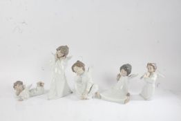 Lladro group of five angels, the largest 22cm high (5)