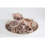Royal Crown Derby imari pattern oval tray, ring stand, cylindrical pot and cover, sugar bowl and