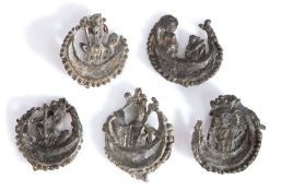 A collection of 14th and 15th Century Medieval Pilgrim badge, the badges depicting the Virgin and