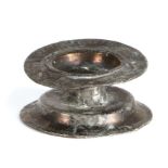 A pewter toy master salt, circa 1680 Of circular footed form, extensive nature’s gilding Diameter