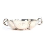 An 18th century Continental silver sweetmeat dish, probably Portuguese, of lobed hexagonal form,